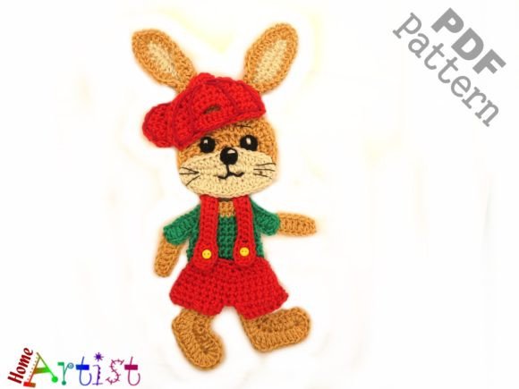 Bunny Boy Rabbit Crochet Applique Patter