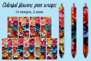 Colorful Flowers Pen Wraps Graphic by Andrea Kostelic · Creative Fabrica