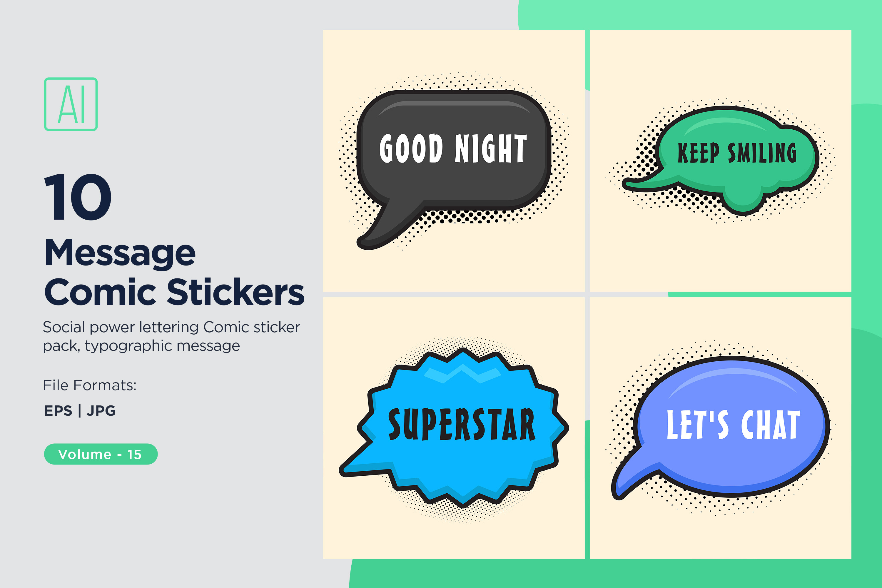 Comic Message Stickers Set 15 Graphic by shahsoft · Creative Fabrica