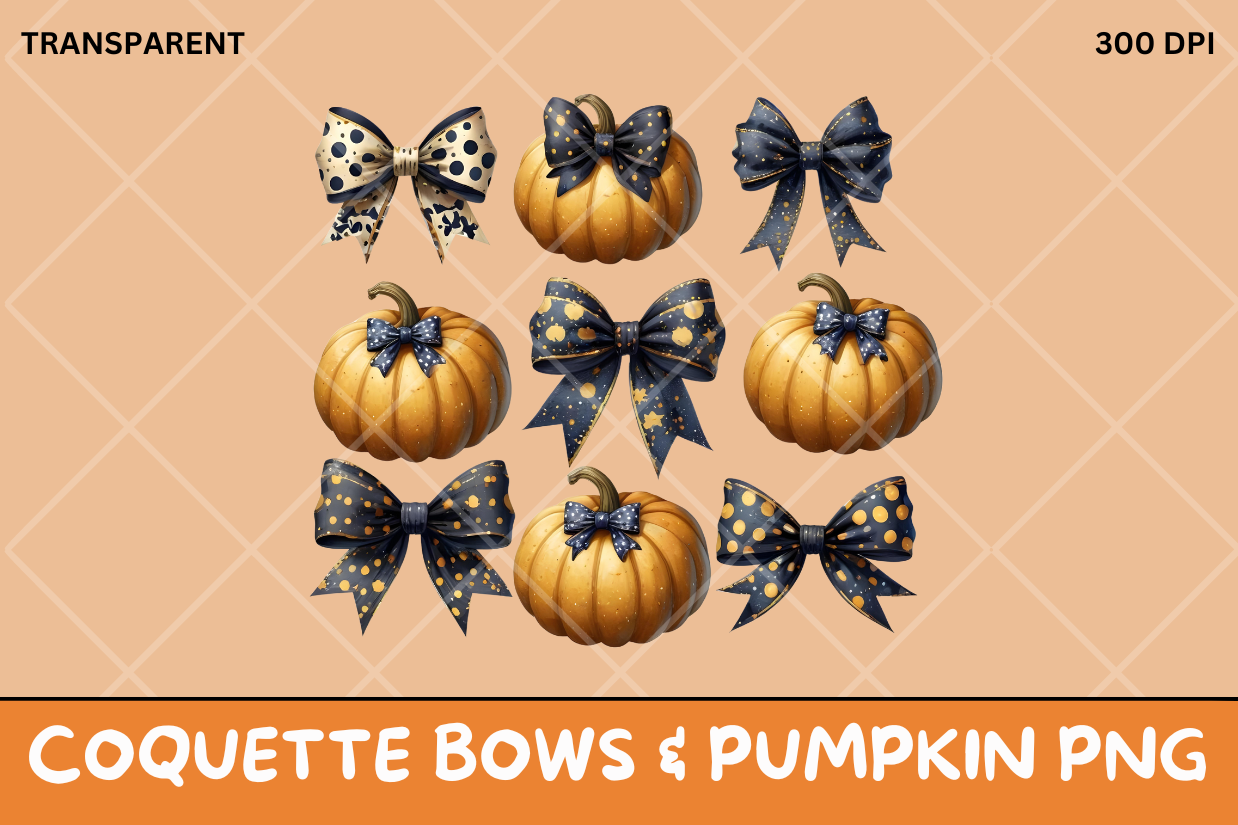 Coquette Bow & Pumpkin PNG Graphic by Vector Verse · Creative Fabrica