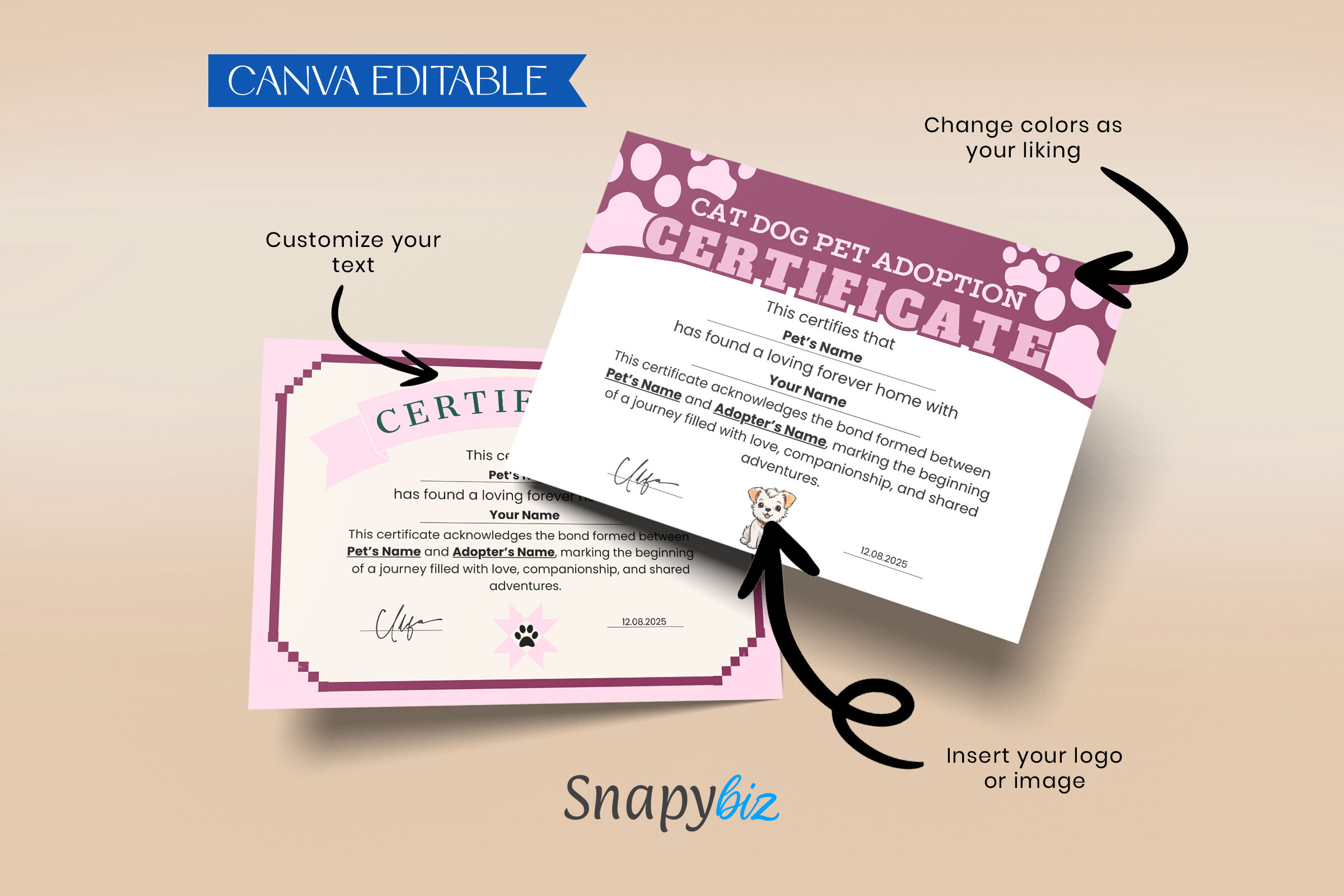 Editable Pet Certificate Template