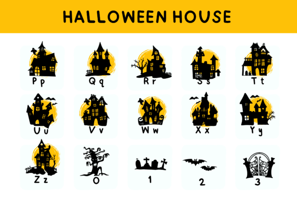 Halloween House Font PNG with transparent background - Preview 6