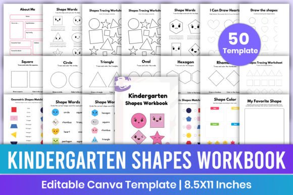 Kindergarten Shapes Workbook Canva Kdp Graphic Worksheets By Mustafiz