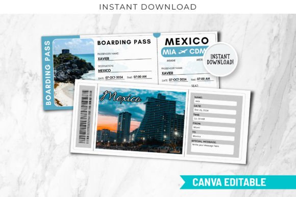 Mexico Boarding Pass Ticket Template