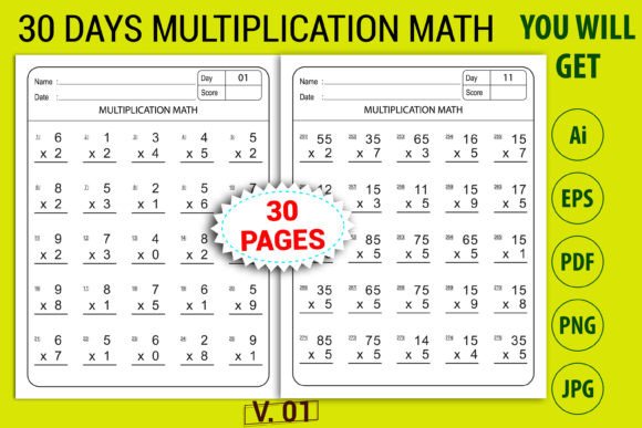 Printable Multiplication Math Worksheets Graphic by Self Graphics House ...