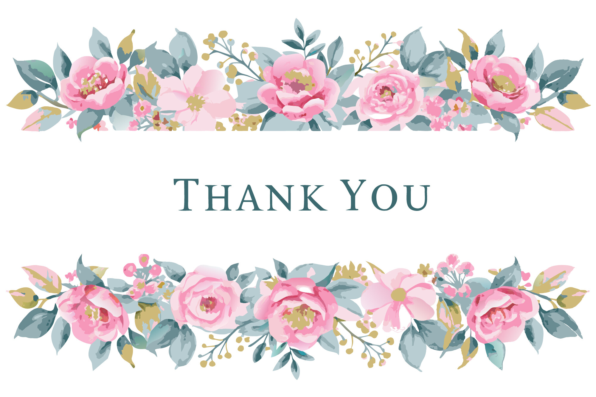 Thank You Card with Flower Frame BG