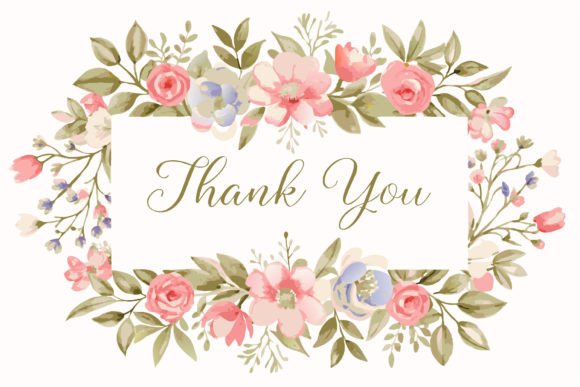 Thank You Card with Flower Frame BG
