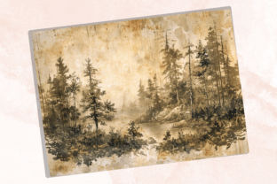 Vintage Forest Scenes Junk Journal Paper Graphic by ...