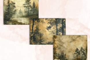 Vintage Forest Scenes Junk Journal Paper Graphic by ...