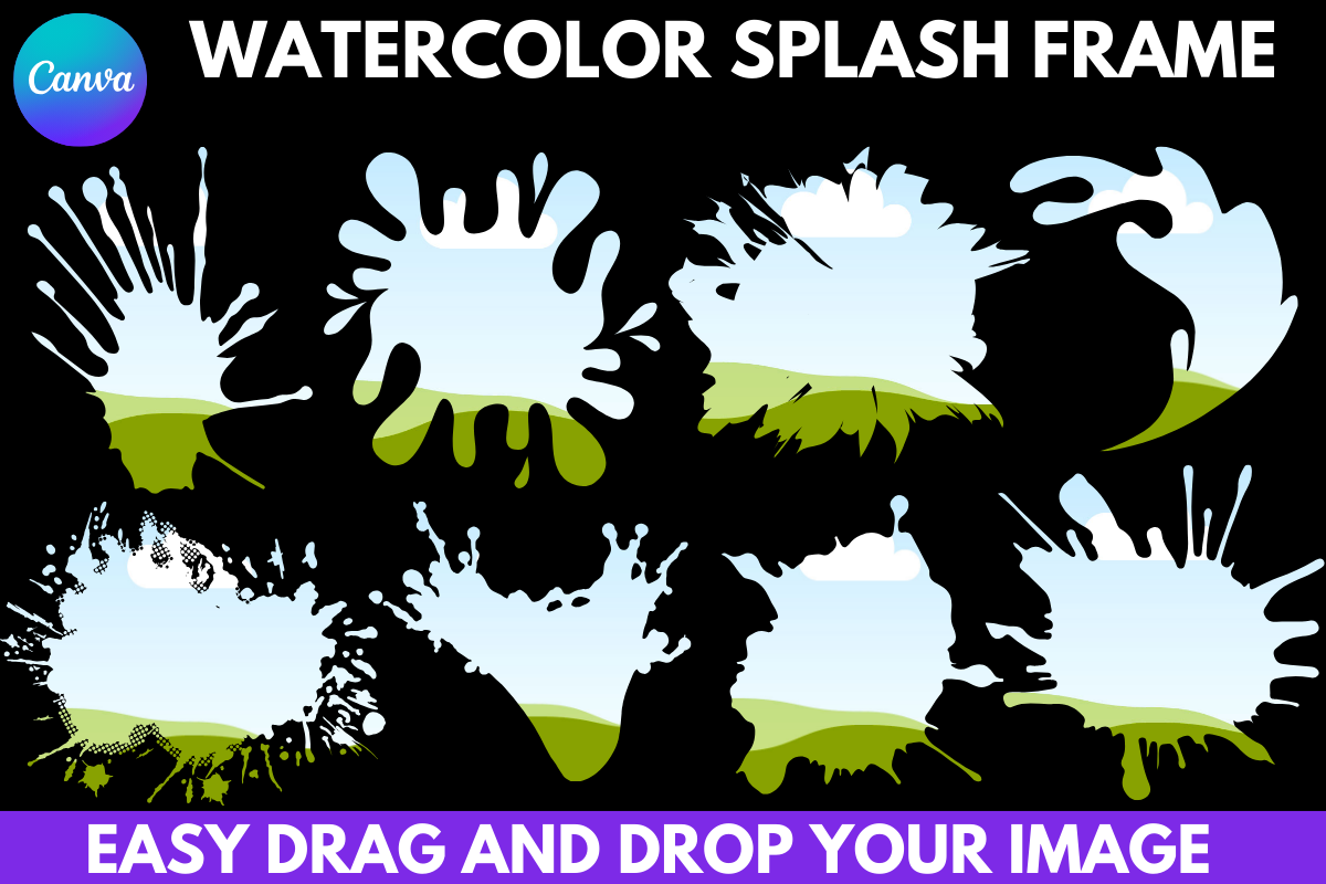 Watercolor Splash Canva Frame Bundle