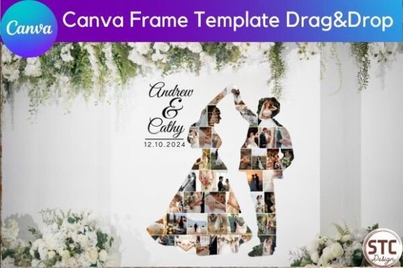 Wedding Couple Photo Collage Canva Frame Graphic Photo Collage & Scrapbook Templates By num-STC