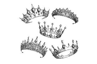 Crown Queen Set Sketch Hand Drawn Graphic by pikepicture · Creative Fabrica