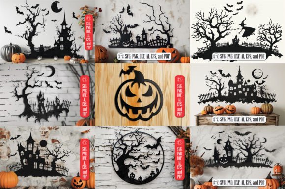 Laser-cut Halloween wall decor SVG Bundl