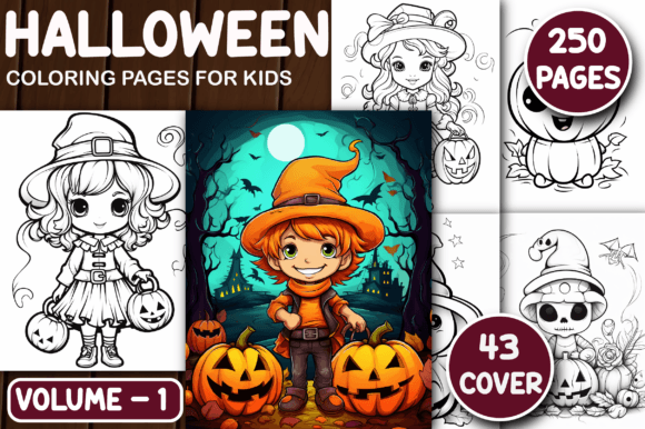 250 Halloween Coloring Pages V - 1