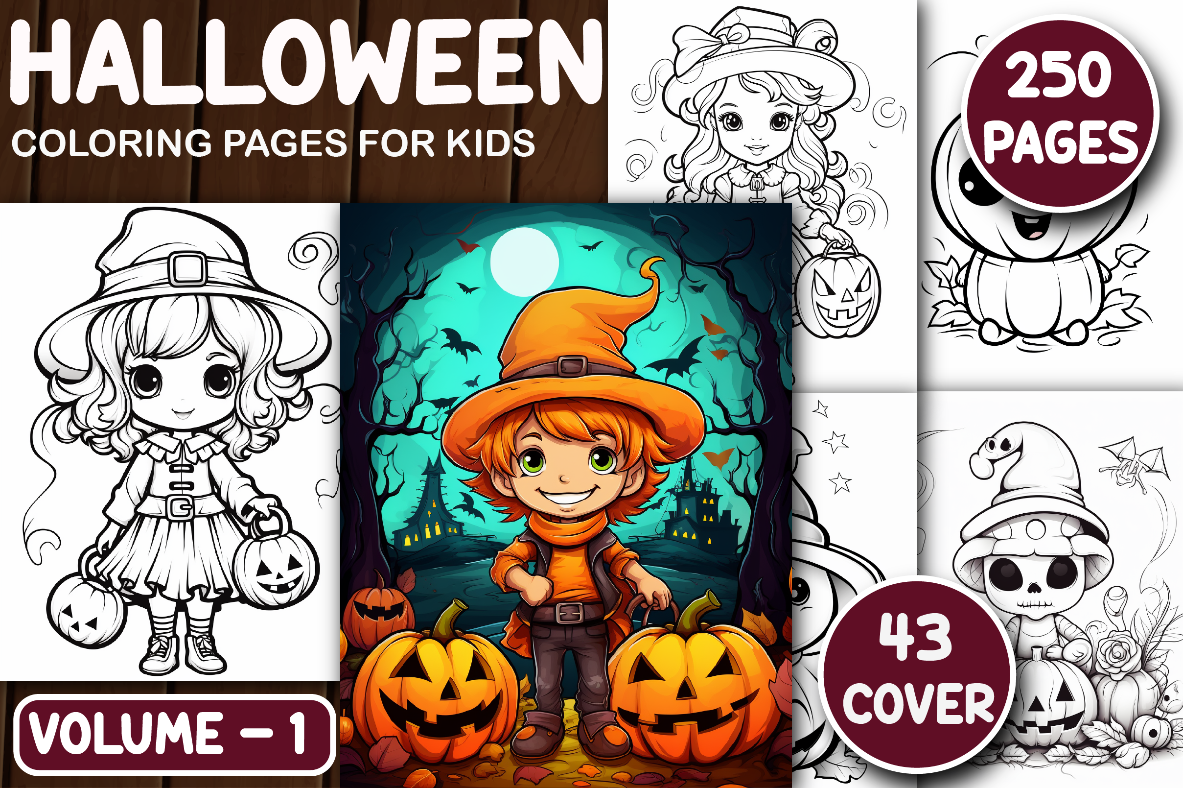 250 Halloween Coloring Pages V - 1