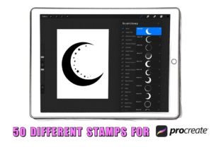 50 Moon Procreate Stamps Brushes Graphic by ProcreateSale · Creative ...