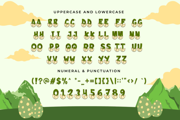Egg Dino Font PNG with transparent background - Preview 1