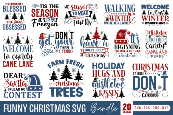 Funny Christmas SVG Bundle (20 Designs)