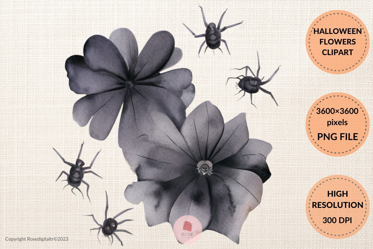 Halloween Flowers Digital Paper 16 Graphic by rosedigitaltr · Creative ...