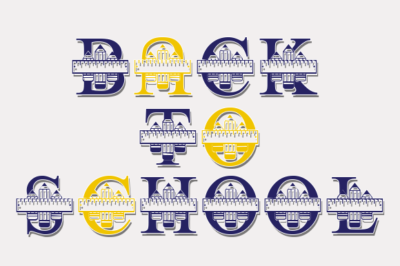 Pencil Teacher Monogram Font PNG with transparent background - Preview 1