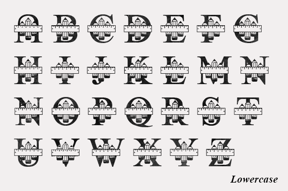 Pencil Teacher Monogram Font PNG with transparent background - Preview 5