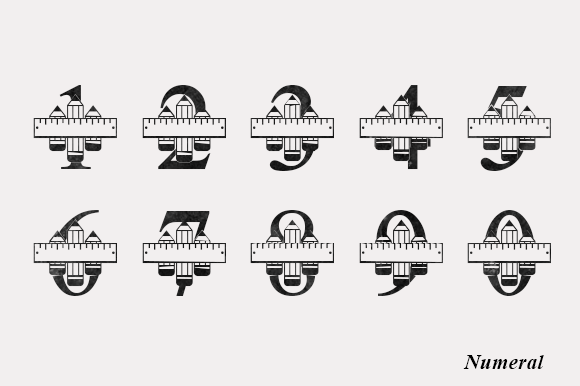 Pencil Teacher Monogram Font PNG with transparent background - Preview 6