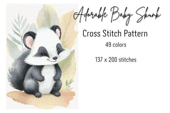 Adorable Baby Skunk Cross Stitch Pattern