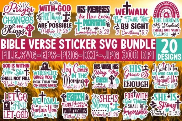 Bible Verse Stickers Bundle Bible Svg Graphics