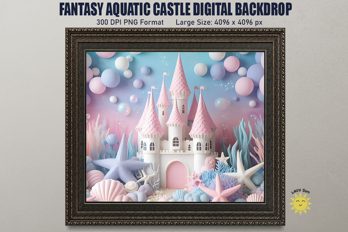 Fantasy Aquatic Castle Digital Backdrop Graphic by Lazy Sun · Creative ...