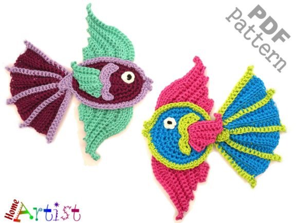 Fish Fantail 2 Crochet Applique Pattern