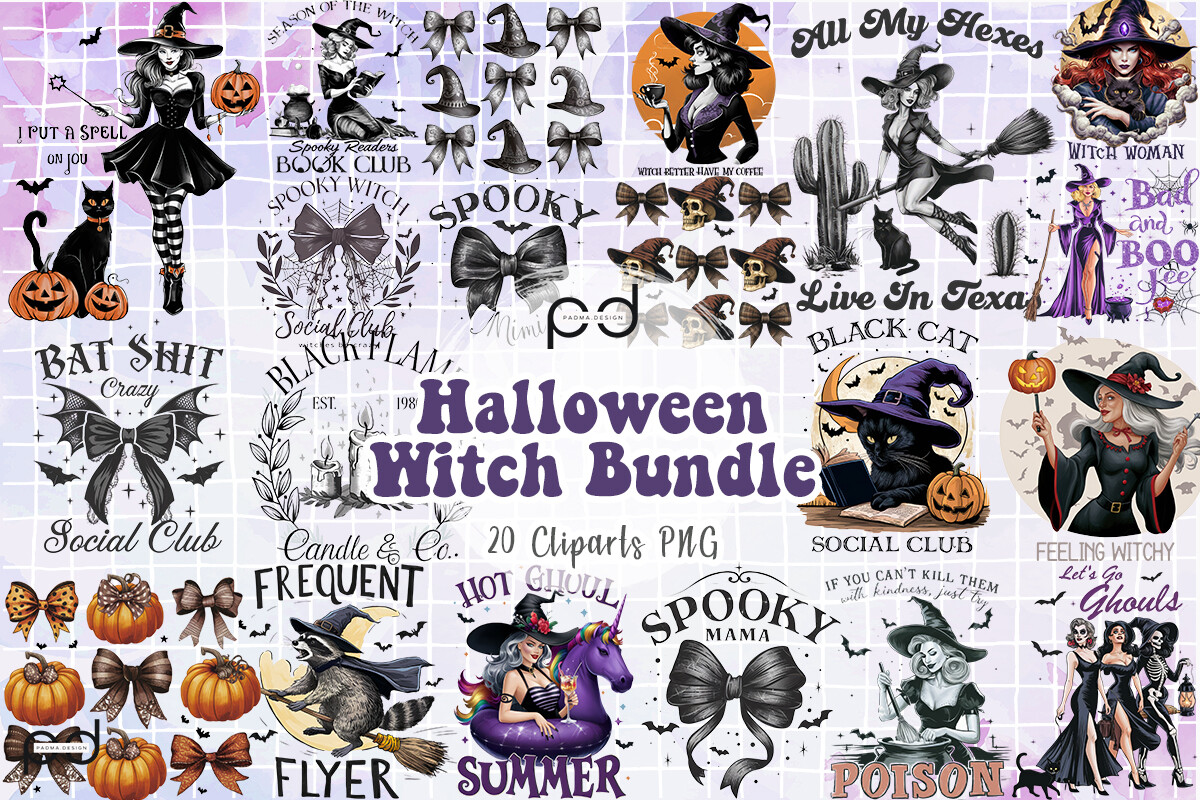 Halloween Witch Bundle Clipart PNG Graphic by Padma.Design · Creative ...