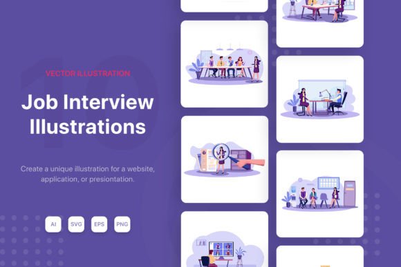 Interview Graphics Elements M151_Job Interview Illustrations Graphic by freeslab88 · Creative Fabrica