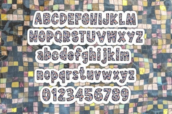 Mosaic Color Font PNG with transparent background - Preview 1