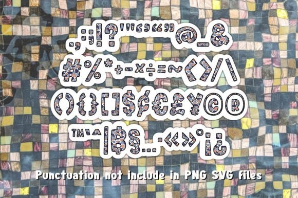 Mosaic Color Font PNG with transparent background - Preview 2