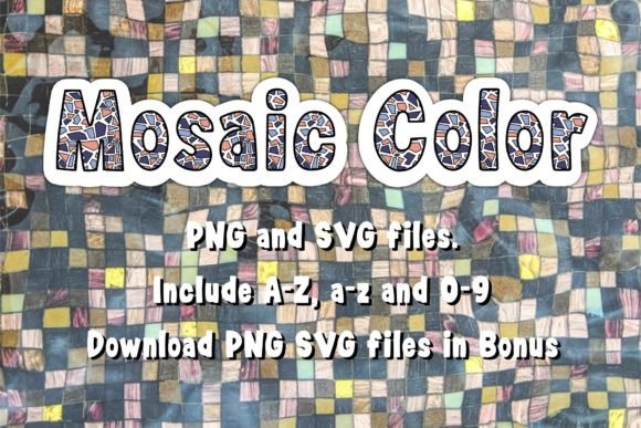 Mosaic Color Font PNG with transparent background - Preview 4