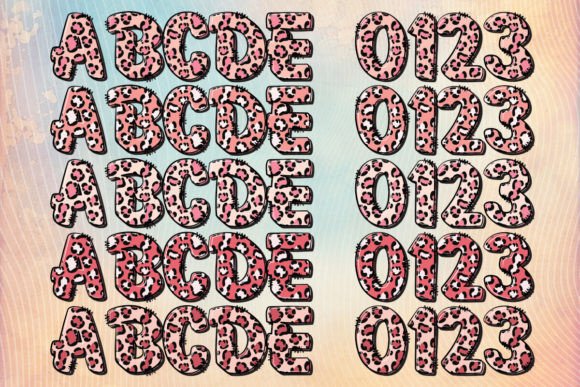 Pink Leopard Font PNG with transparent background - Preview 1