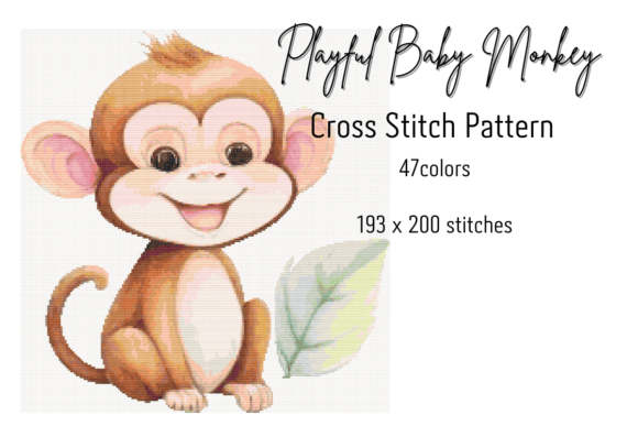 Playful Baby Monkey Cross Stitch Pattern