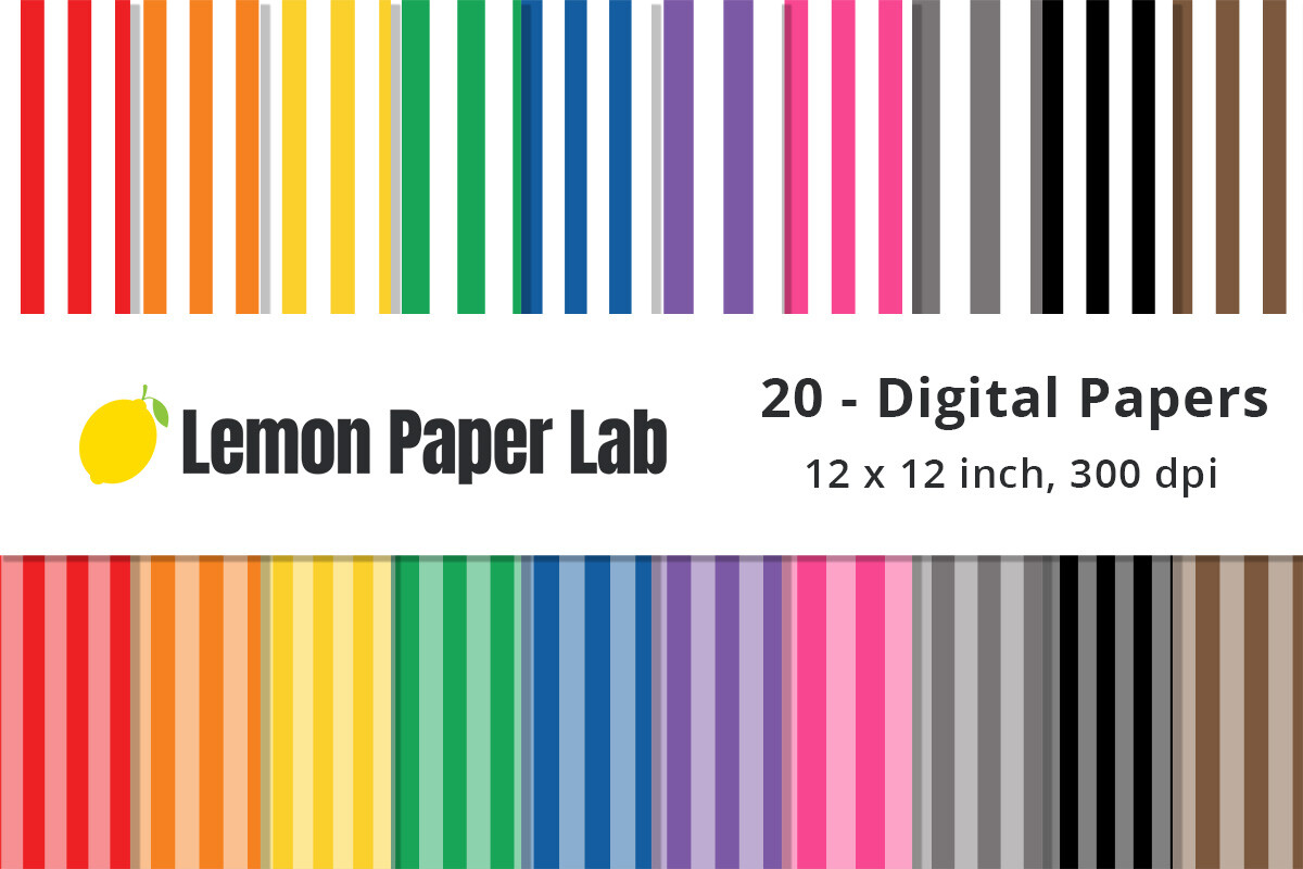 Striped Digital Paper - Rainbow Colors