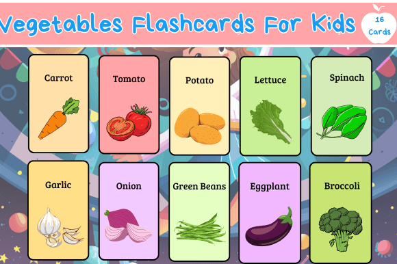 Bright and Fun Vegetables Flashcards for Kids