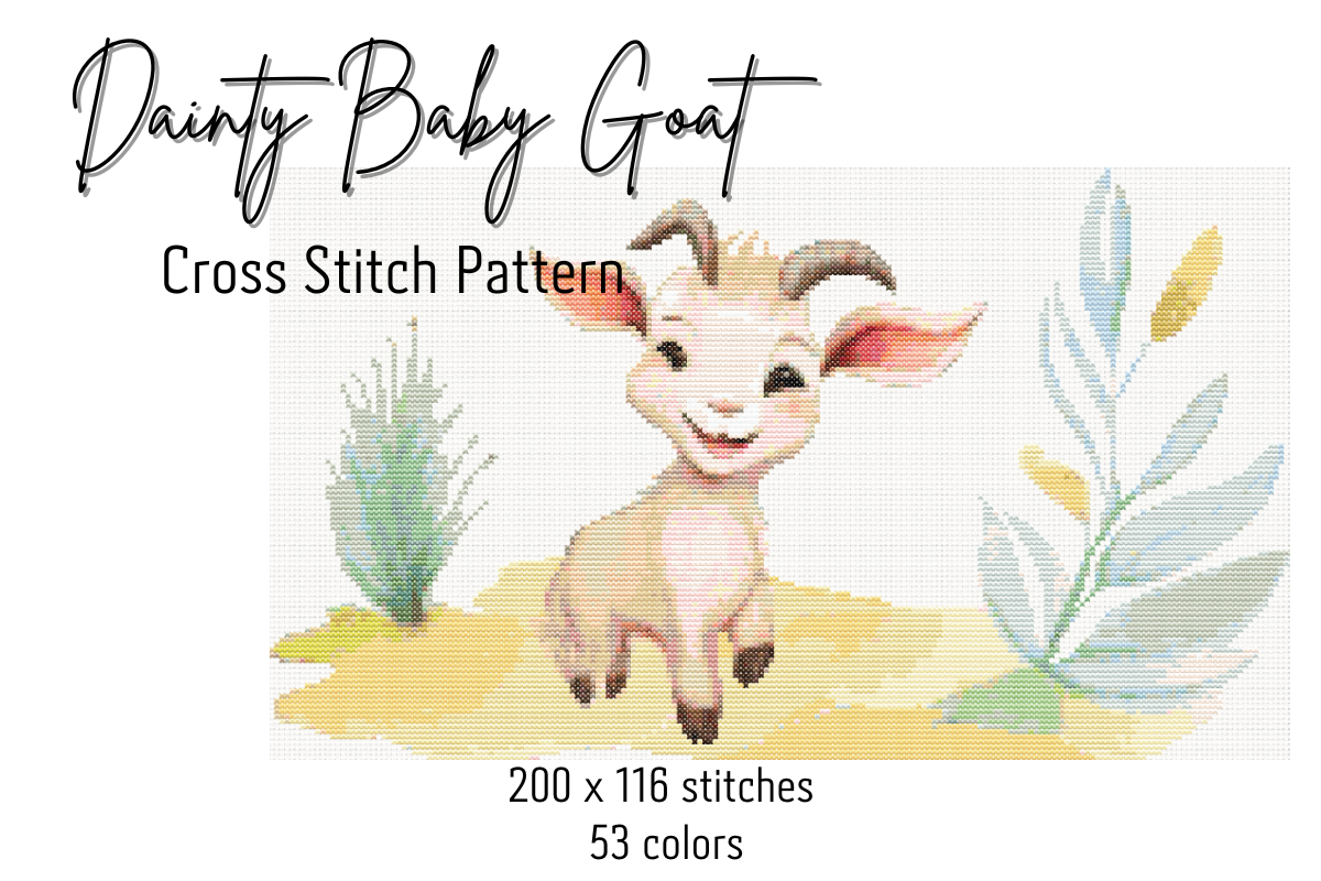 Dainty Baby Goat Cross Stitch Pattern