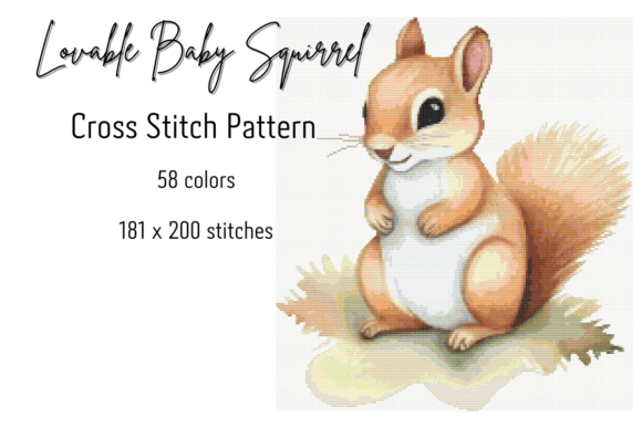 Lovable Squirrel Cross Stitch Pattern