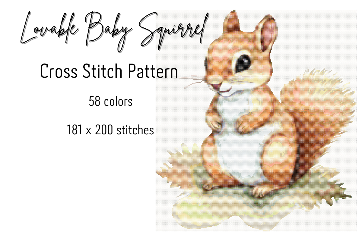 Lovable Squirrel Cross Stitch Pattern