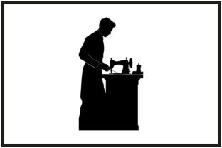 Tailor with Sewing Machine silhouette