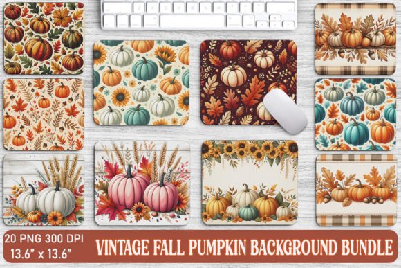Vintage Fall Pumpkin Background Bundle