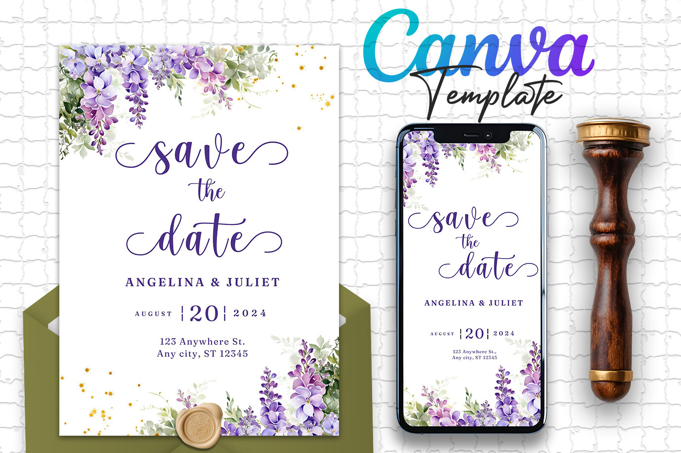Watercolor Canva Save the Date Template