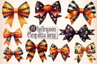 Watercolor Halloween Coquette Bow Graphic by Dreamshop · Creative Fabrica