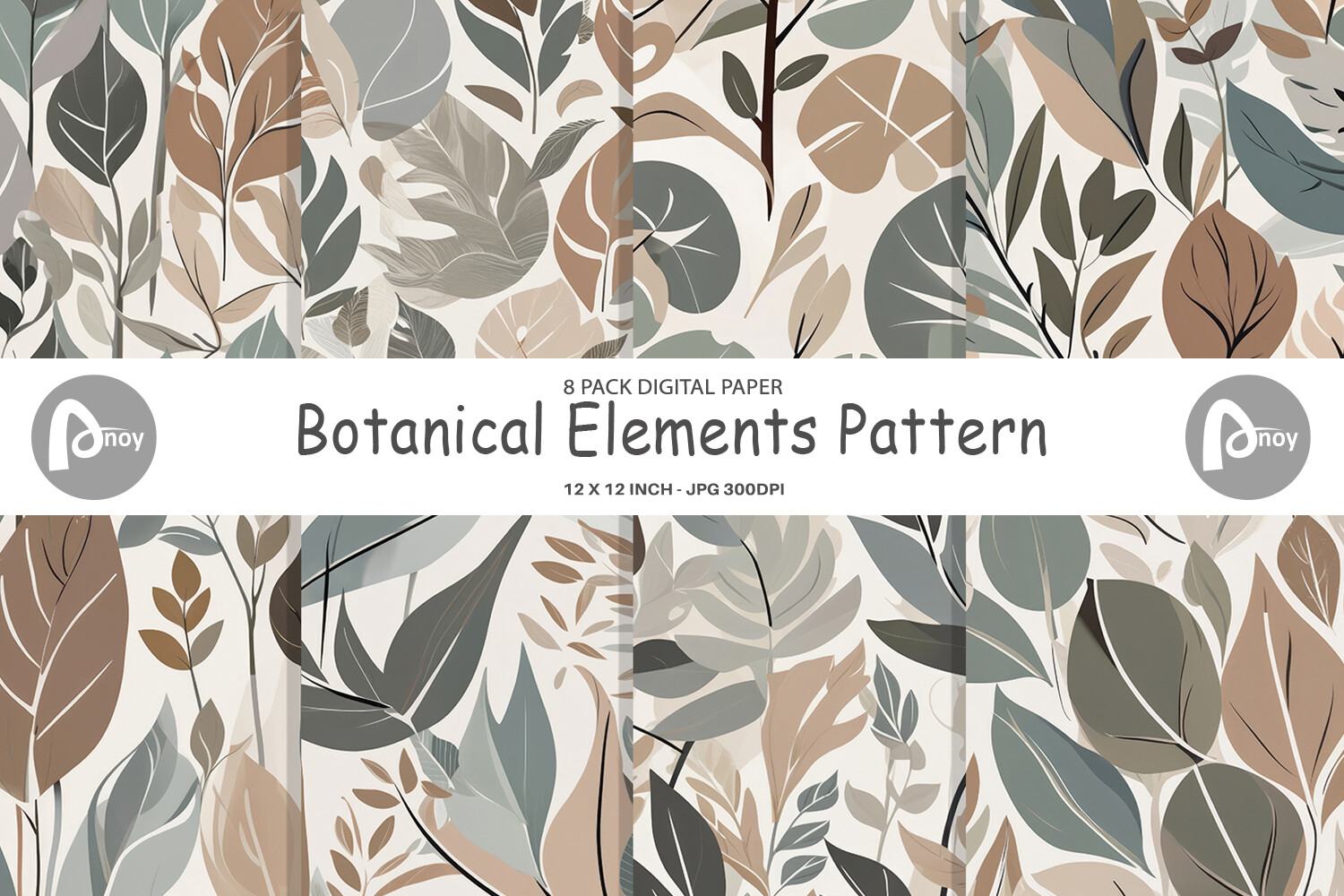 Digital Paper Botanical Elements Pattern Graphic by Artnoy · Creative ...