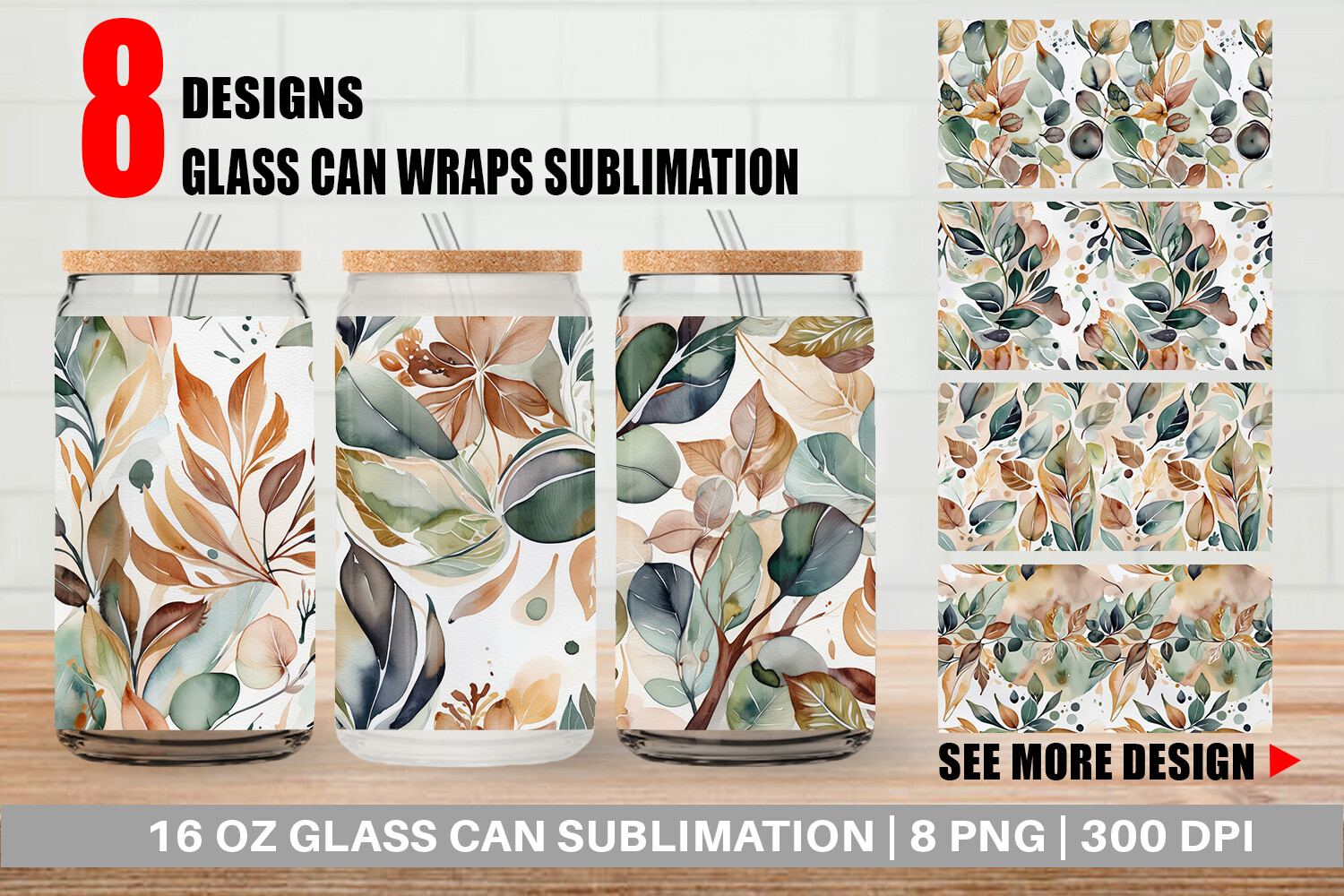 Glass Can Botanical Organic Pattern Graphic by Artnoy · Creative Fabrica