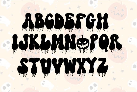 Groovy Halloween Font PNG with transparent background - Preview 3
