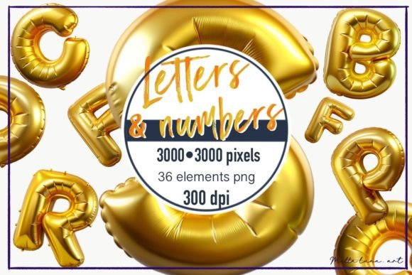 Letters Gold Balloon Alphabet PNG Graphic by Milla luna. art · Creative ...